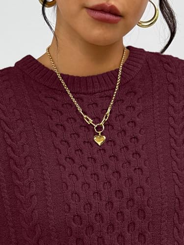 Trendy Queen Oversized Cable Knit Sweaters for Women Trendy 2025 Fall Fashion Outfits Pullover Crewneck Sweaters Tops