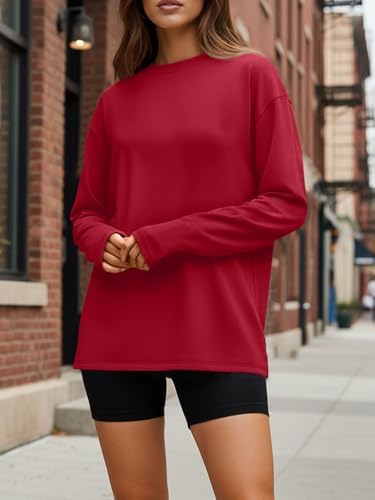 Trendy Queen Womens Oversized Long Sleeve T Shirts 2025 Basic Crewneck Tee Fall Tops Casual Workout Y2K Clothes