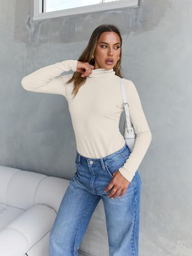 Trendy Queen Women's Turtleneck Long Sleeve Shirts Fall Fashion Basic Thermal Underwear Tops Winter Clothes 2025