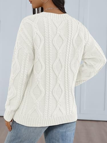 Trendy Queen Oversized Cable Knit Sweaters for Women 2025 Cozy Pullover Knit Fall Outfits V Neck Cute Winter Clothing