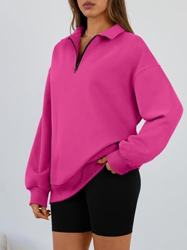 Trendy Queen Womens Oversized Sweatshirts Fall Sweaters Fashion Hoodies Half Zip Pullover Long Sleeve Shirts Clothes