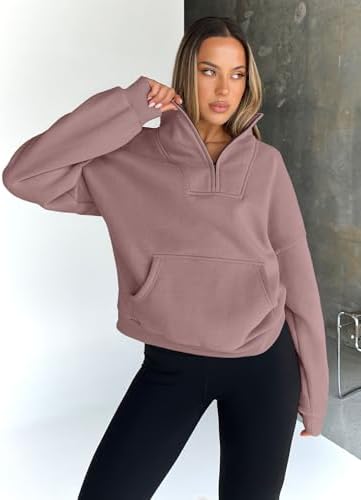Trendy Queen Womens Sweatshirts Quarter Half Zip Pullover Oversized Hoodies Fall Fashion 2025 Winter Fleece Jackets Sweaters