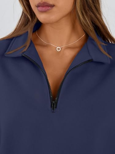 Trendy Queen Womens Oversized Sweatshirts Fall Sweaters Fashion Hoodies Half Zip Pullover Long Sleeve Shirts Clothes