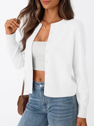 Trendy Queen Womens Cardigan Sweaters Lightweight Crew Neck Outfits Fall Fashion 2025 Clothing