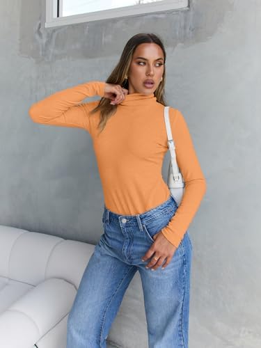 Trendy Queen Women's Turtleneck Long Sleeve Shirts Fall Fashion Basic Thermal Underwear Tops Winter Clothes 2025
