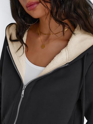 Trendy Queen Zip Up Hoodies for Women Fleece Lined Jackets Winter Coats Long Sleeve Sweatshirts Pullover Fall Clothes