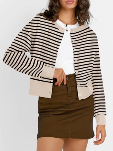 Trendy Queen Cropped Cardigan Sweaters for Women Lightweight Crop Knit Y2k Fall Outfits Fashion Clothes 2025