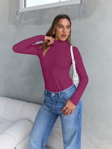 Trendy Queen Women's Turtleneck Long Sleeve Shirts Fall Fashion Basic Thermal Underwear Tops Winter Clothes 2025