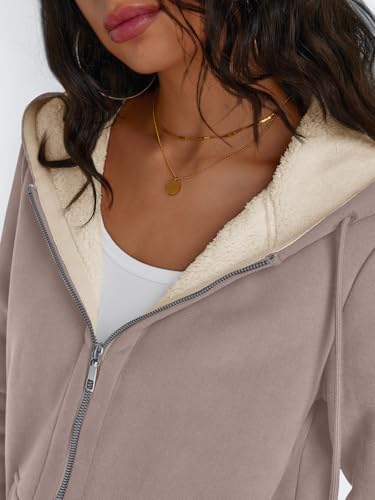 Trendy Queen Zip Up Hoodies for Women Fleece Lined Jackets Winter Coats Long Sleeve Sweatshirts Pullover Fall Clothes