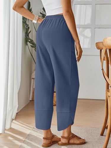 Trendy Queen Women's Wide Leg Pants Boho Summer Capri Palazzo Harem Casual Barrel Sweatpants Baggy Slacks with Pockets