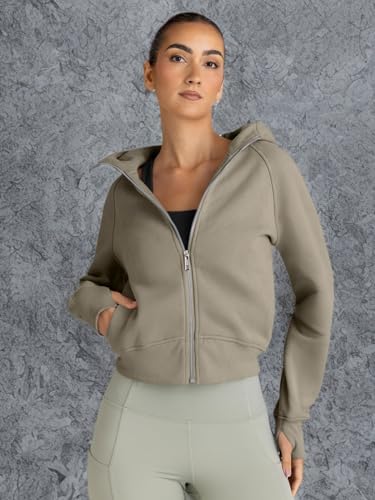 Trendy Queen Womens Zip Up Hoodies Jackets Cropped Sweatshirts Fleece Fall Outfits Casual Comfy Y2k Tops Winter Clothes 2025