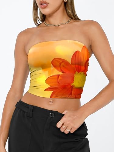 Trendy Queen Womens Tube Tops Strapless Crop Tops Basic Backless Sleeveless Bandeau Going Out Cute 2025 Summer Outfits
