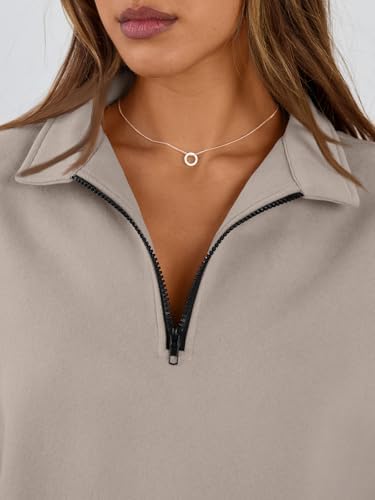 Trendy Queen Womens Oversized Sweatshirts Fall Sweaters Fashion Hoodies Half Zip Pullover Long Sleeve Shirts Clothes