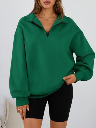 Trendy Queen Womens Oversized Sweatshirts Fall Sweaters Fashion Hoodies Half Zip Pullover Long Sleeve Shirts Clothes