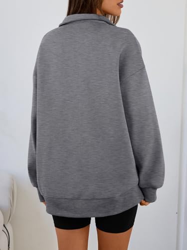 Trendy Queen Womens Oversized Sweatshirts Fall Sweaters Fashion Hoodies Half Zip Pullover Long Sleeve Shirts Clothes