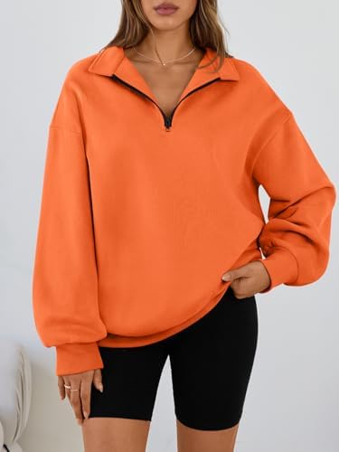 Trendy Queen Womens Oversized Sweatshirts Fall Sweaters Fashion Hoodies Half Zip Pullover Long Sleeve Shirts Clothes