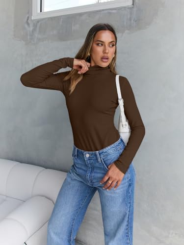 Trendy Queen Women's Turtleneck Long Sleeve Shirts Fall Fashion Basic Thermal Underwear Tops Winter Clothes 2025