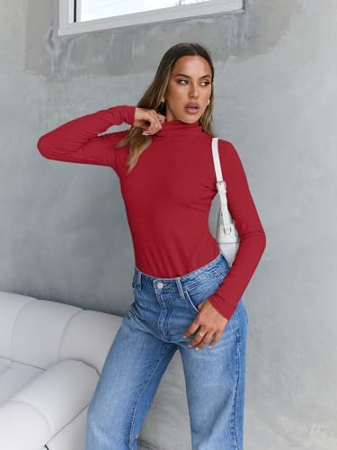 Trendy Queen Women's Turtleneck Long Sleeve Shirts Fall Fashion Basic Thermal Underwear Tops Winter Clothes 2025