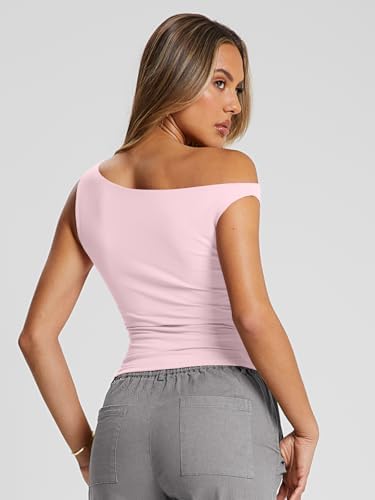 Trendy Queen Womens Summer Off The Shoulder Tops Going Out T Shirts Crop Tank Top Fashion Clothes Spring Outfits 2025