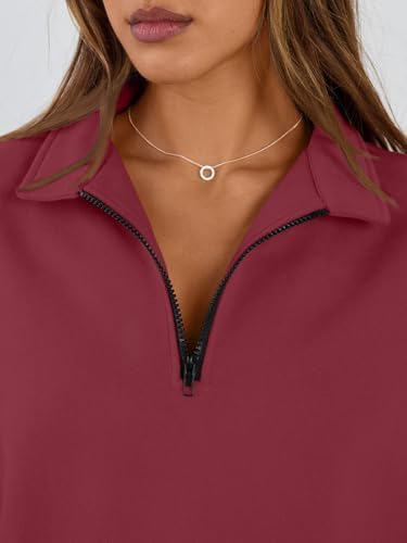 Trendy Queen Womens Oversized Sweatshirts Fall Sweaters Fashion Hoodies Half Zip Pullover Long Sleeve Shirts Clothes