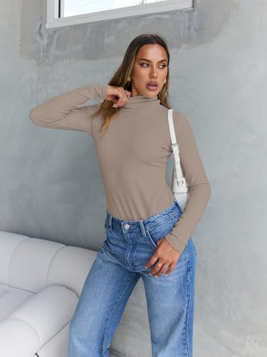 Trendy Queen Women's Turtleneck Long Sleeve Shirts Fall Fashion Basic Thermal Underwear Tops Winter Clothes 2025