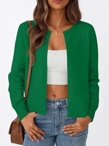 Trendy Queen Womens Cardigan Sweaters Lightweight Crew Neck Outfits Fall Fashion 2025 Clothing