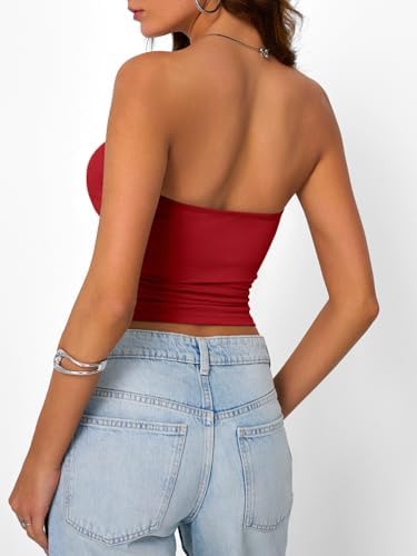 Trendy Queen Womens Strapless Tube Tops Basic Backless Sleeveless Bandeau Going Out Crop Tops Cute 2025 Summer Clothes