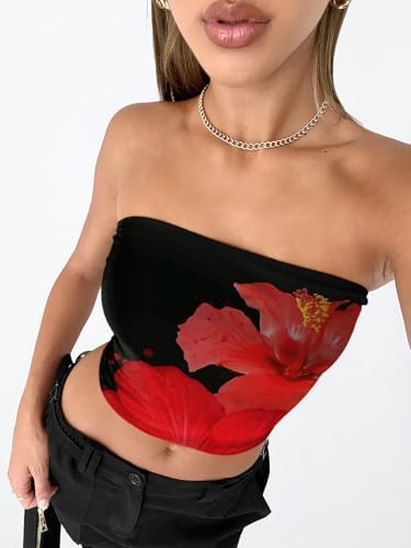 Trendy Queen Womens Tube Tops Strapless Crop Tops Basic Backless Sleeveless Bandeau Going Out Cute 2025 Summer Outfits