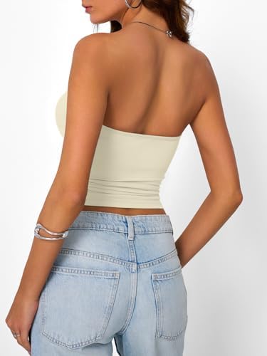 Trendy Queen Womens Strapless Tube Tops Basic Backless Sleeveless Bandeau Going Out Crop Tops Cute 2025 Summer Clothes