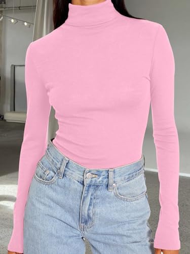 Trendy Queen Women's Turtleneck Long Sleeve Shirts Fall Fashion Basic Thermal Underwear Tops Winter Clothes 2025