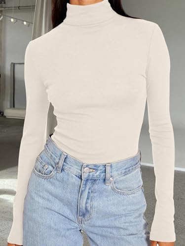 Trendy Queen Women's Turtleneck Long Sleeve Shirts Fall Fashion Basic Thermal Underwear Tops Winter Clothes 2025