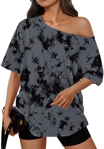 Trendy Queen Womens Off The Shoulder Tops Oversized T-Shirts Short Sleeve Tees Summer 2025 Casual Spring Fashion Clothes