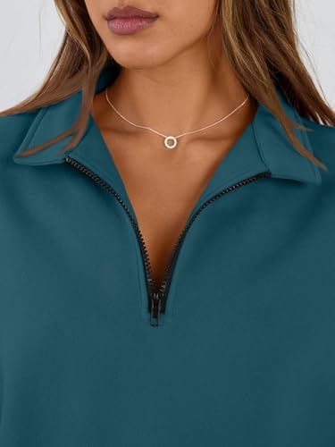 Trendy Queen Womens Oversized Sweatshirts Fall Sweaters Fashion Hoodies Half Zip Pullover Long Sleeve Shirts Clothes