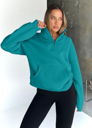 Trendy Queen Womens Sweatshirts Quarter Half Zip Pullover Oversized Hoodies Fall Fashion 2025 Winter Fleece Jackets Sweaters