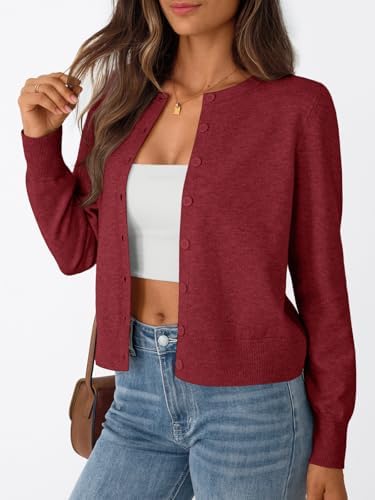 Trendy Queen Womens Cardigan Sweaters Lightweight Crew Neck Outfits Fall Fashion 2025 Clothing