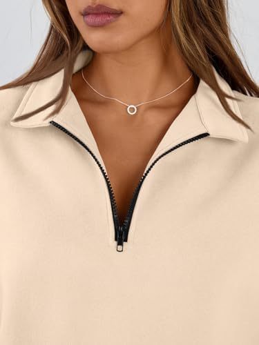 Trendy Queen Womens Oversized Sweatshirts Fall Sweaters Fashion Hoodies Half Zip Pullover Long Sleeve Shirts Clothes