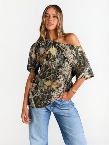 Trendy Queen Womens Off The Shoulder Tops Oversized T-Shirts Short Sleeve Tees Summer 2025 Casual Spring Fashion Clothes
