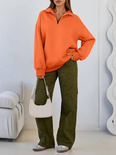 Trendy Queen Womens Oversized Sweatshirts Fall Sweaters Fashion Hoodies Half Zip Pullover Long Sleeve Shirts Clothes