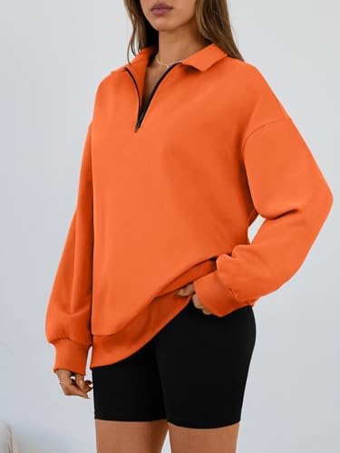 Trendy Queen Womens Oversized Sweatshirts Fall Sweaters Fashion Hoodies Half Zip Pullover Long Sleeve Shirts Clothes