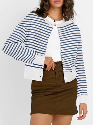 Trendy Queen Cropped Cardigan Sweaters for Women Lightweight Crop Knit Y2k Fall Outfits Fashion Clothes 2025