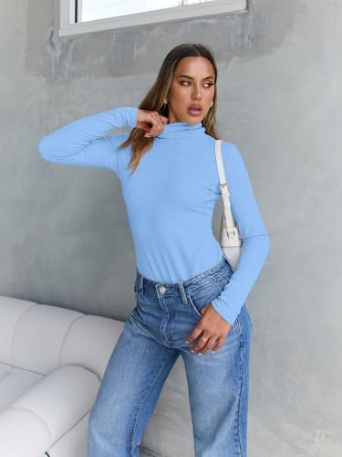 Trendy Queen Women's Turtleneck Long Sleeve Shirts Fall Fashion Basic Thermal Underwear Tops Winter Clothes 2025