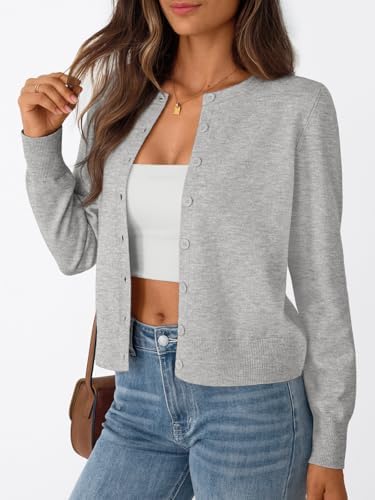 Trendy Queen Womens Cardigan Sweaters Lightweight Crew Neck Outfits Fall Fashion 2025 Clothing