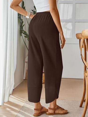 Trendy Queen Women's Wide Leg Pants Boho Summer Capri Palazzo Harem Casual Barrel Sweatpants Baggy Slacks with Pockets