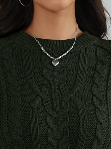 Trendy Queen Women's Oversized Cable Knit Crewneck Fall Pullover Sweaters