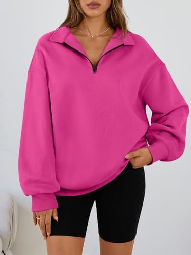 Trendy Queen Womens Oversized Sweatshirts Fall Sweaters Fashion Hoodies Half Zip Pullover Long Sleeve Shirts Clothes