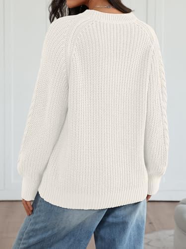 Trendy Queen Women's Oversized Cable Knit Crewneck Fall Pullover Sweaters