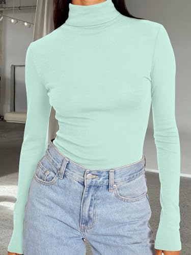 Trendy Queen Women's Turtleneck Long Sleeve Shirts Fall Fashion Basic Thermal Underwear Tops Winter Clothes 2025