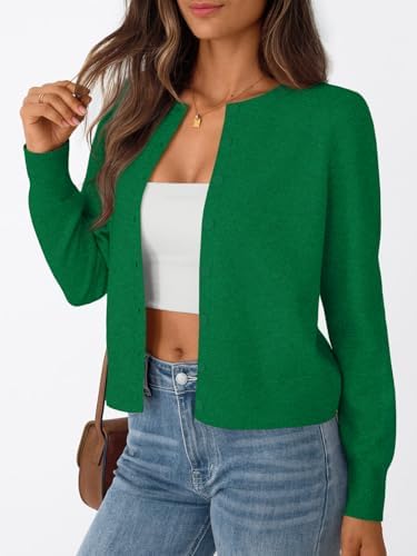 Trendy Queen Womens Cardigan Sweaters Lightweight Crew Neck Outfits Fall Fashion 2025 Clothing