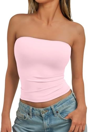 Trendy Queen Womens Strapless Tube Tops Basic Backless Sleeveless Bandeau Going Out Crop Tops Cute 2025 Summer Clothes