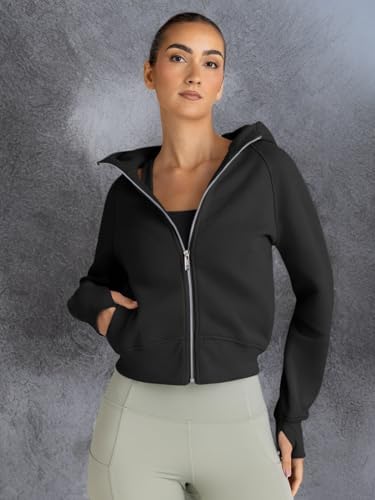 Trendy Queen Womens Zip Up Hoodies Jackets Cropped Sweatshirts Fleece Fall Outfits Casual Comfy Y2k Tops Winter Clothes 2025